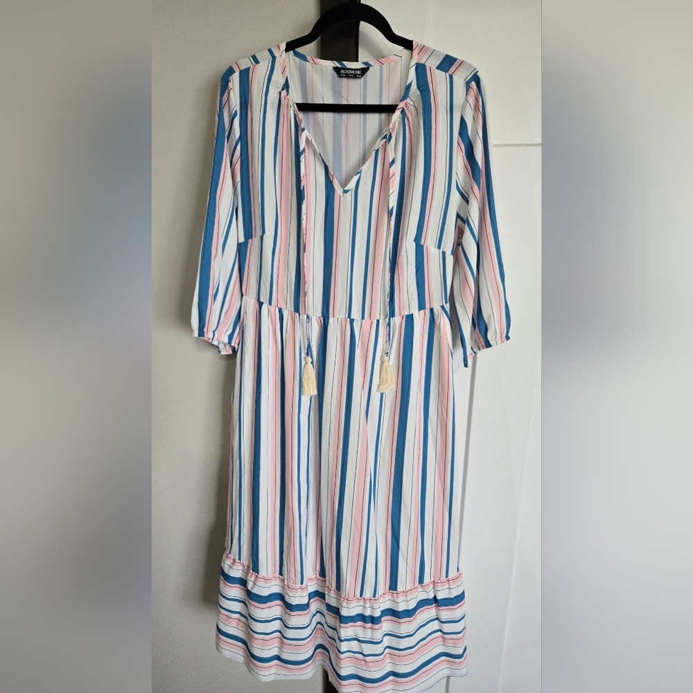 Striped Maxi Dress with Tassels